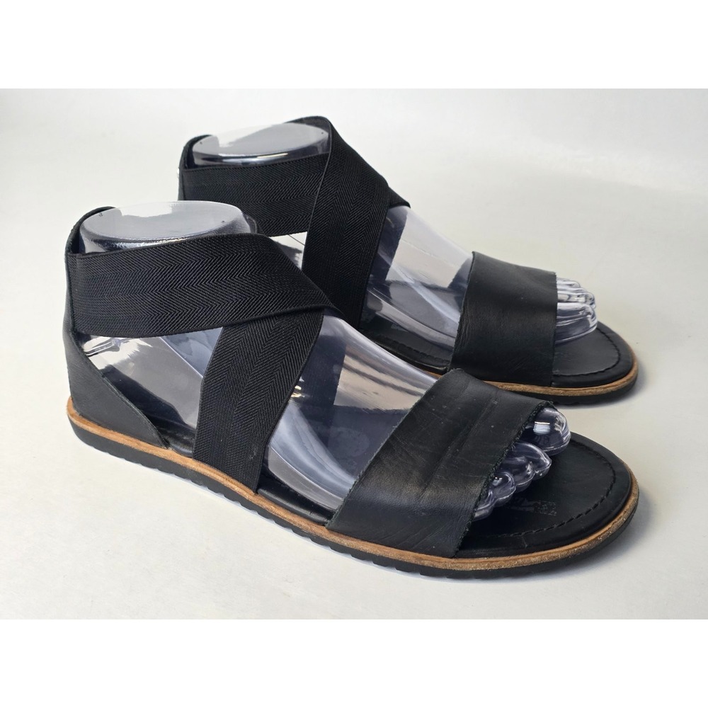 Sorel Ella II Women's Sandals Size 7 Black Leather Ankle Strap Shoes 1787541010 - Picture 3 of 12